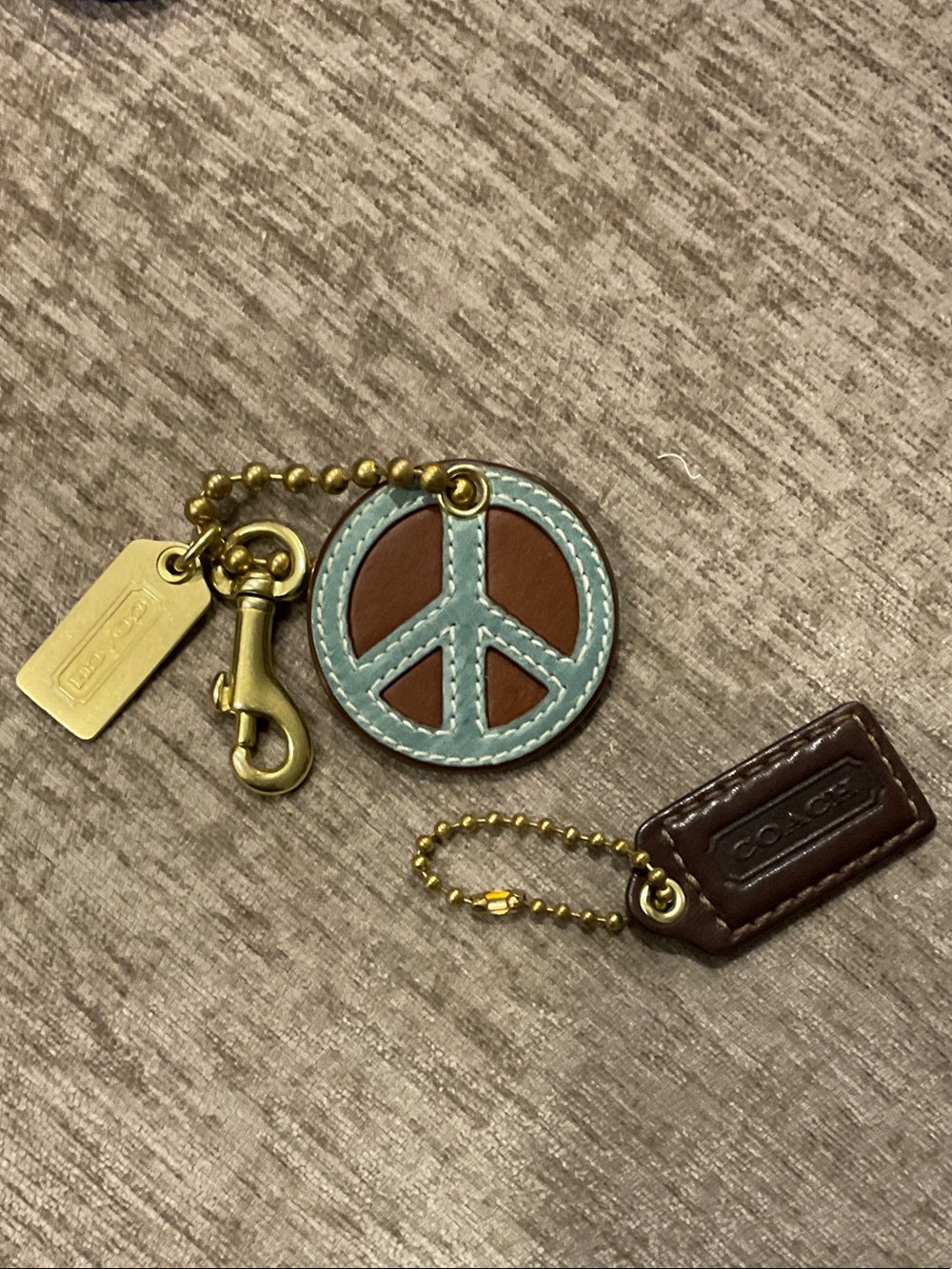 Coach Peace Sign Key Fob and Vintage Coach leather Hang Tag